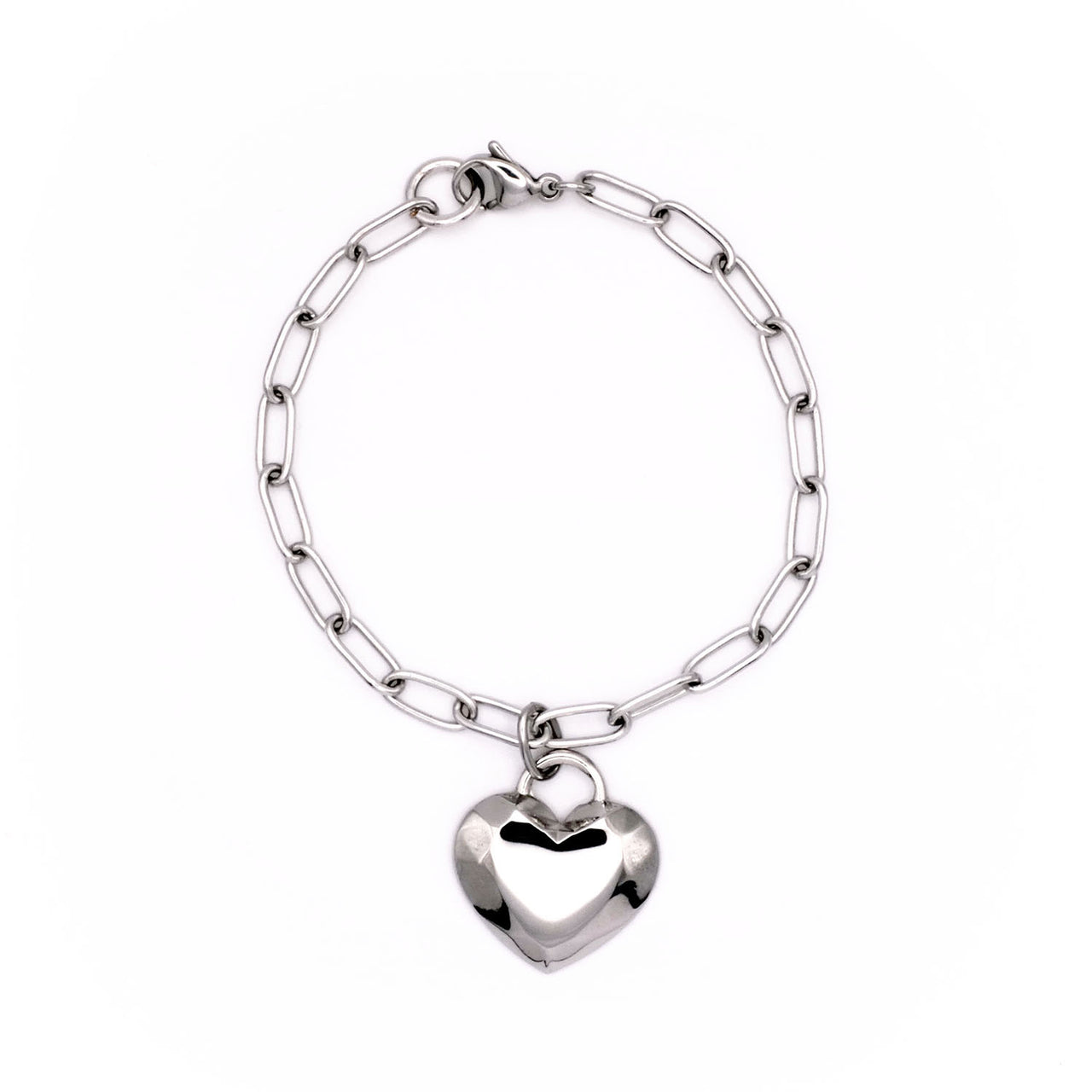Silver Heart Facet Bracelet