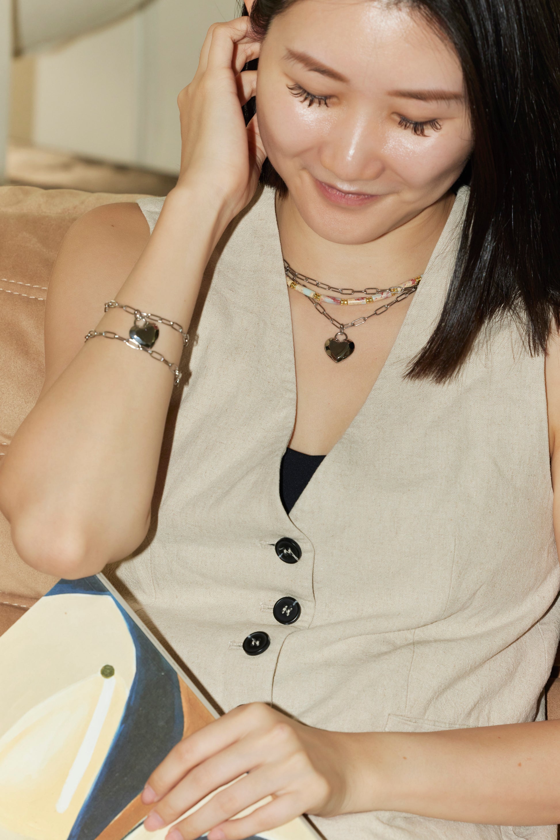 Silver Heart Facet Necklace - AELV.CO