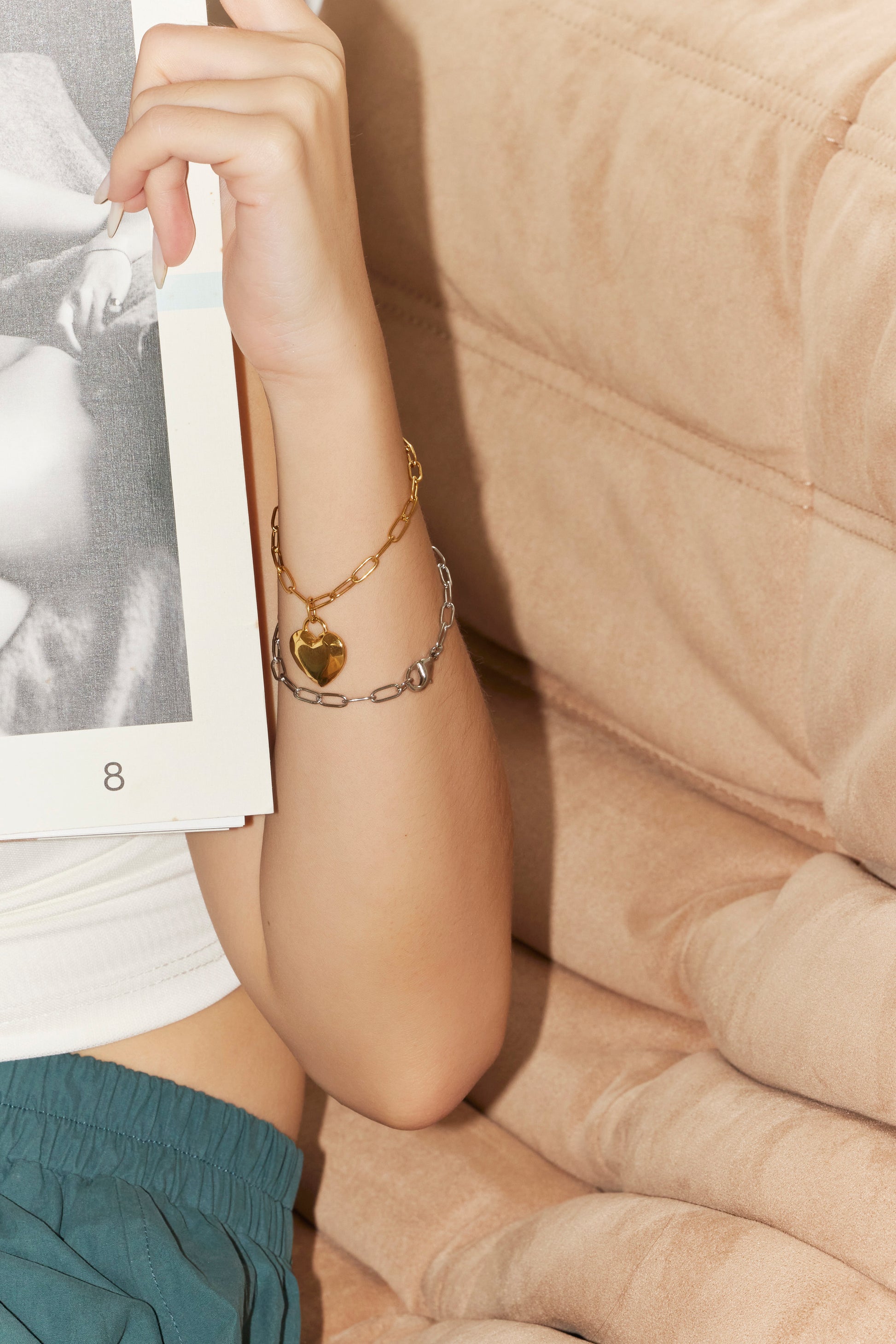 Gold Heart Facet Bracelet - AELV.CO