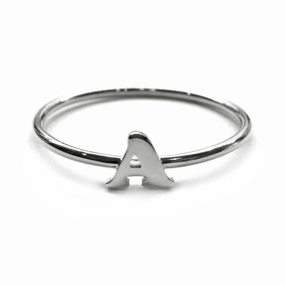 Alphabet Ring A - M (Black Silver) - Chainless Brain