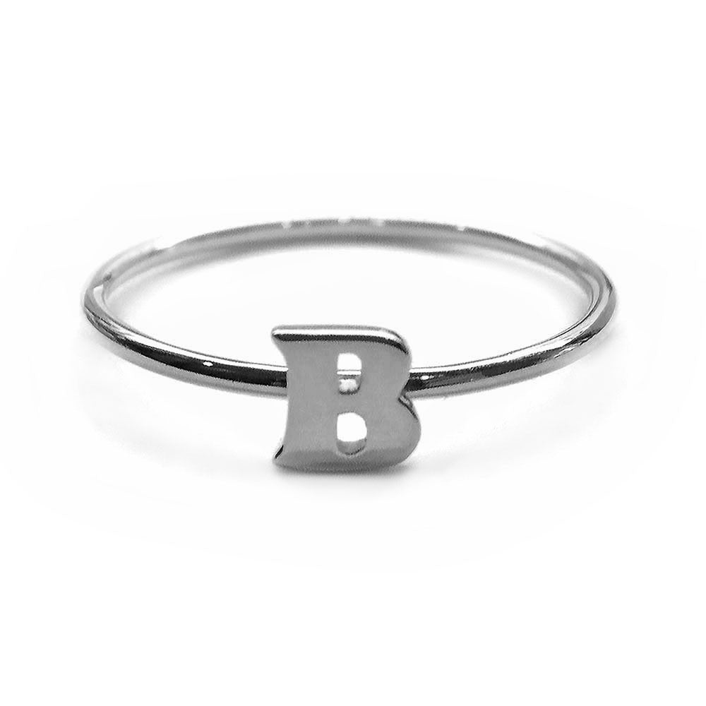 Alphabet Ring A - M (Black Silver) - Chainless Brain