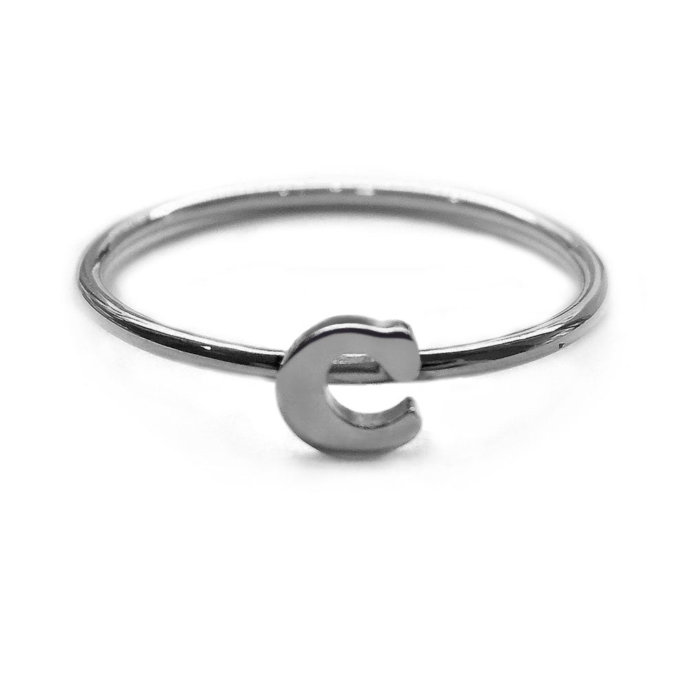 Alphabet Ring A - M (Black Silver) - Chainless Brain