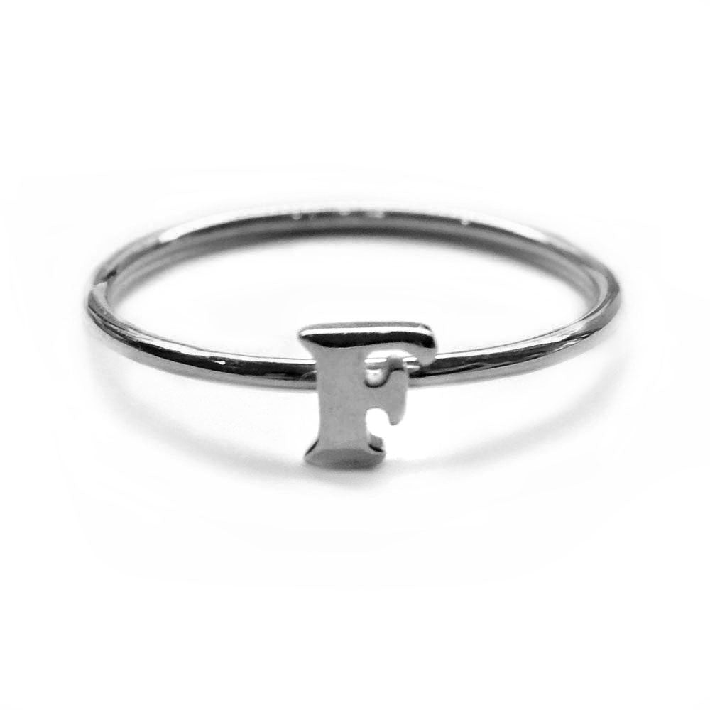 Alphabet Ring A - M (Black Silver) - Chainless Brain