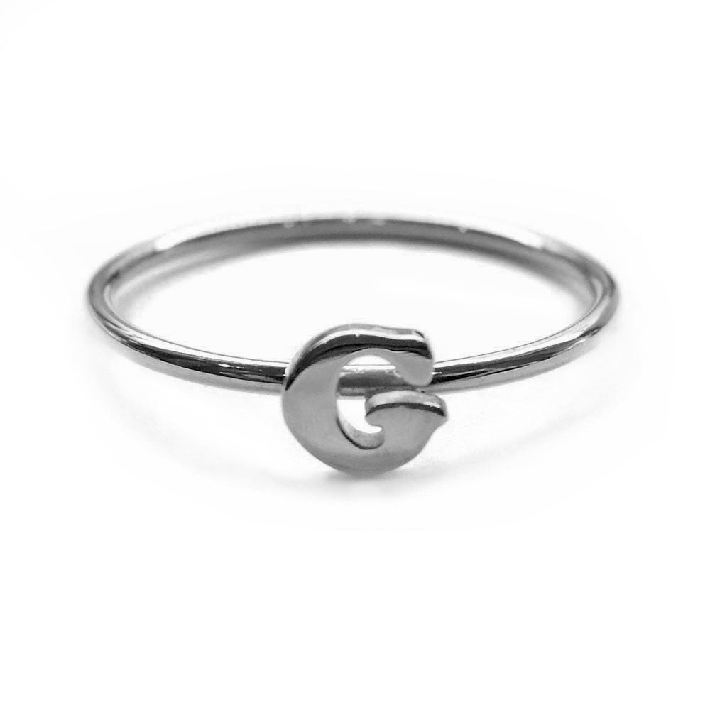 Alphabet Ring A - M (Black Silver) - Chainless Brain