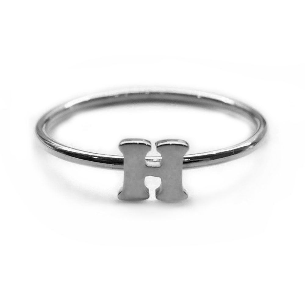 Alphabet Ring A - M (Black Silver) - Chainless Brain