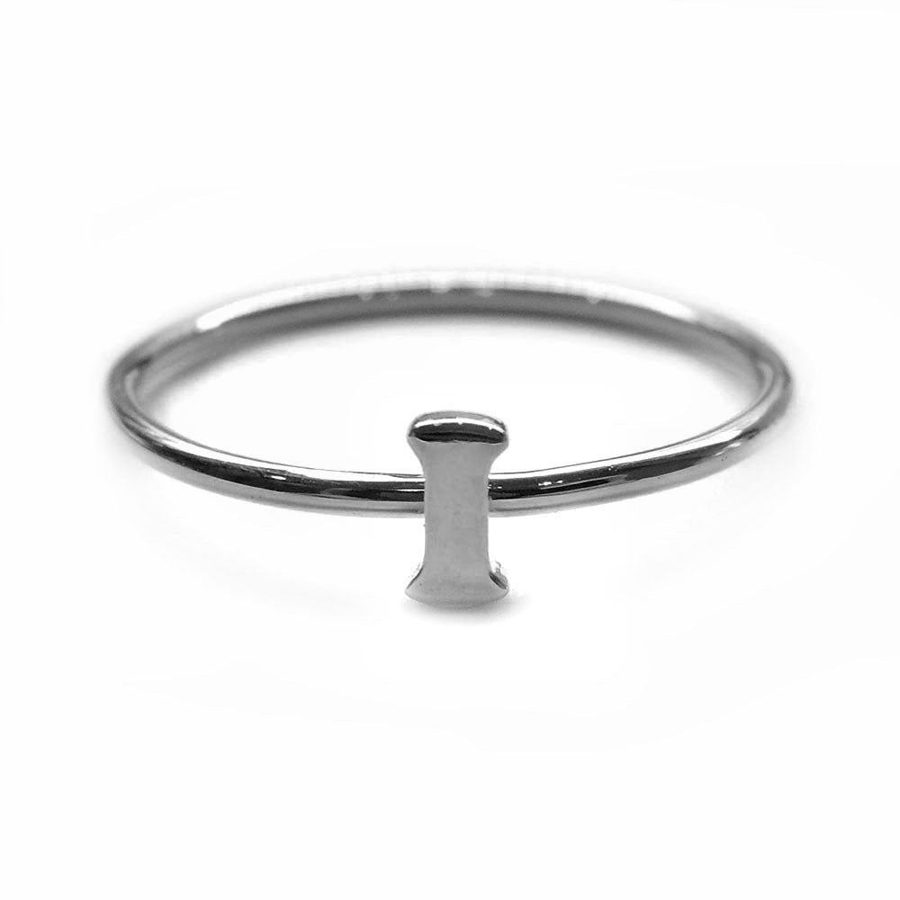 Alphabet Ring A - M (Black Silver) - Chainless Brain