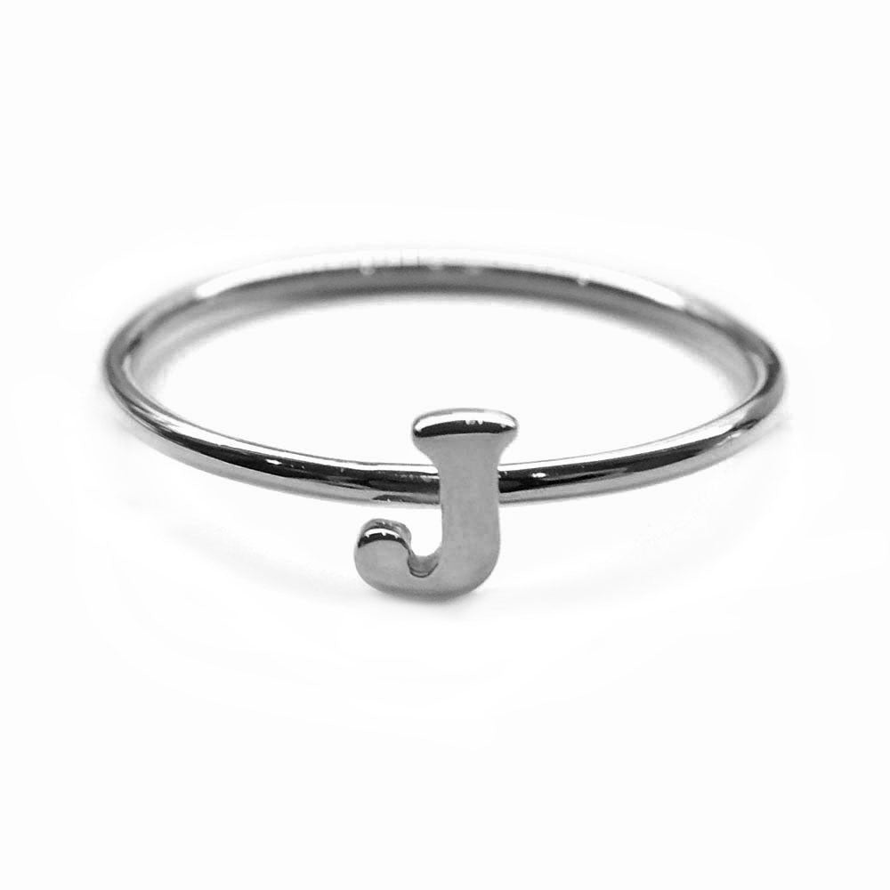 Alphabet Ring A - M (Black Silver) - Chainless Brain