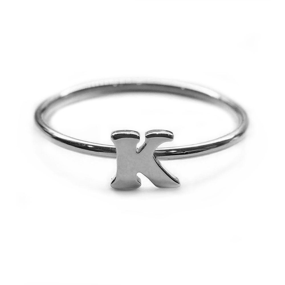 Alphabet Ring A - M (Black Silver) - Chainless Brain