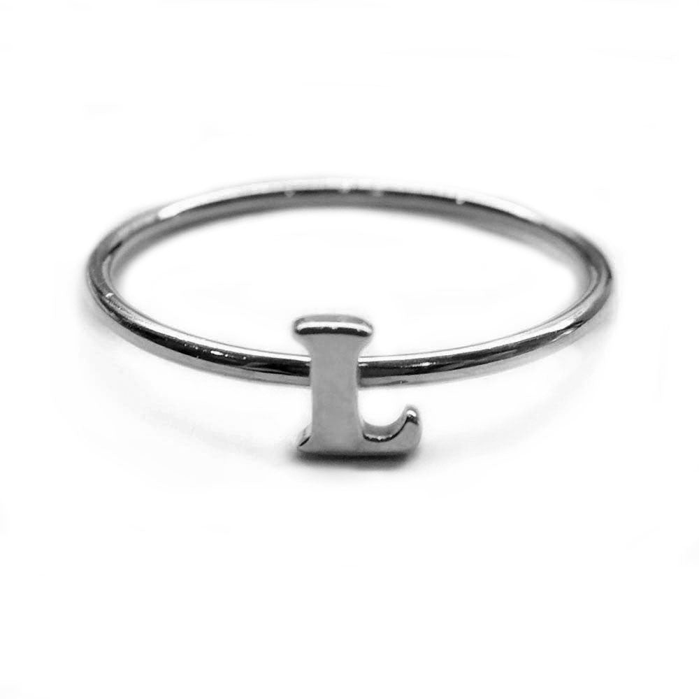 Alphabet Ring A - M (Black Silver) - Chainless Brain
