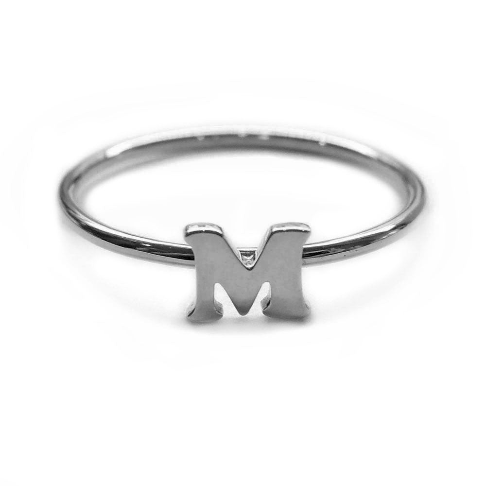 Alphabet Ring A - M (Black Silver) - Chainless Brain