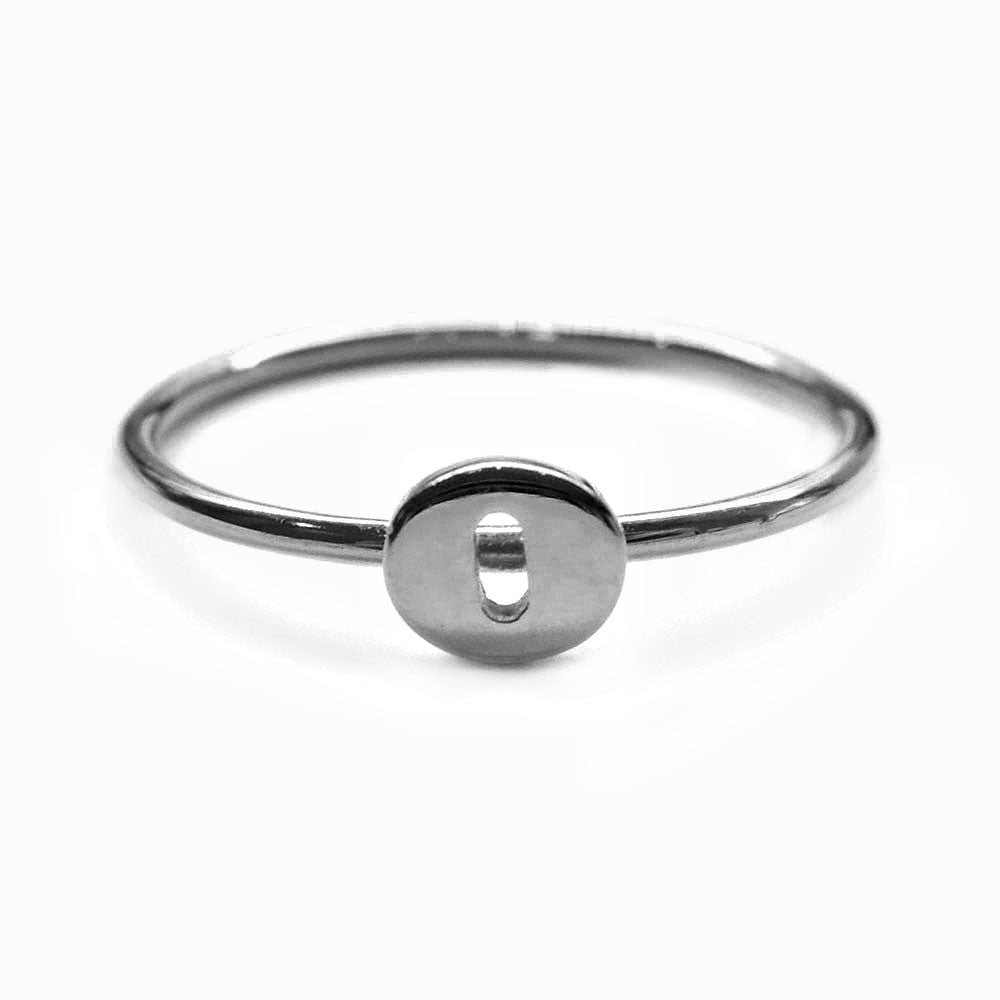 Alphabet Ring N - Z, & (Black Silver) - Chainless Brain