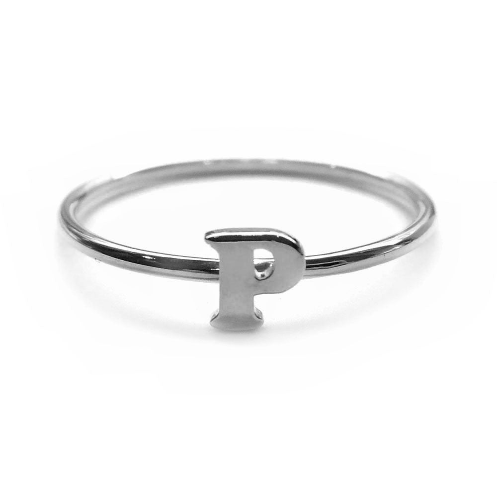 Alphabet Ring N - Z, & (Black Silver) - Chainless Brain