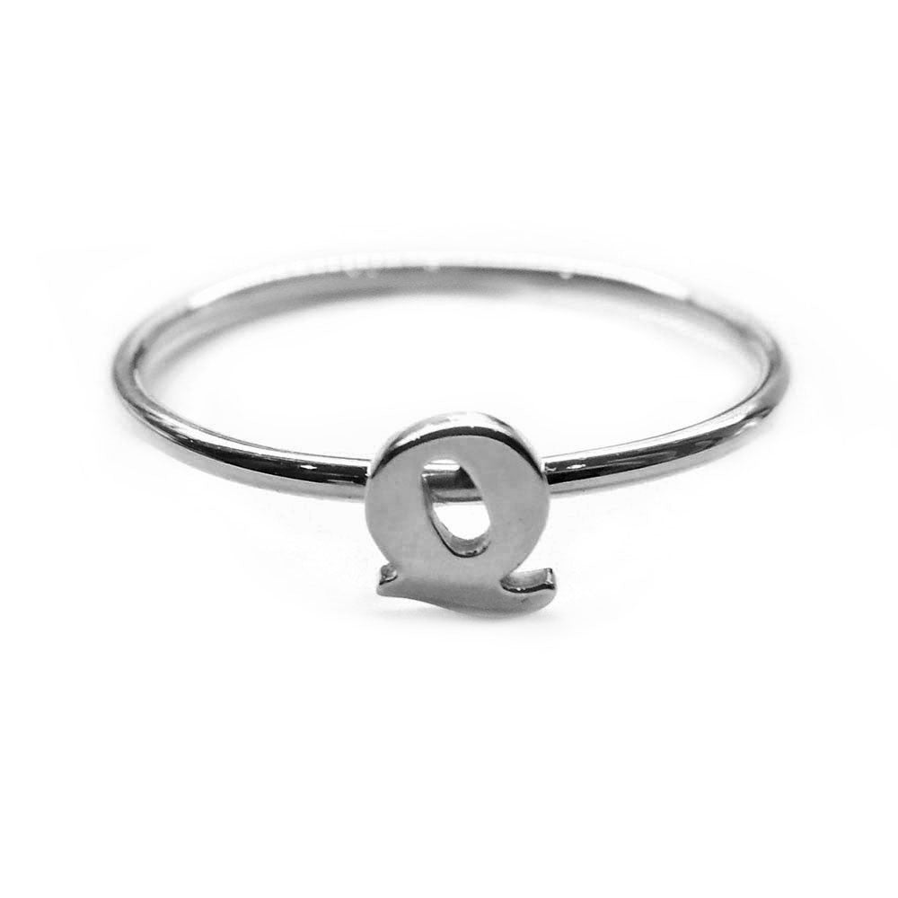 Alphabet Ring N - Z, & (Black Silver) - Chainless Brain