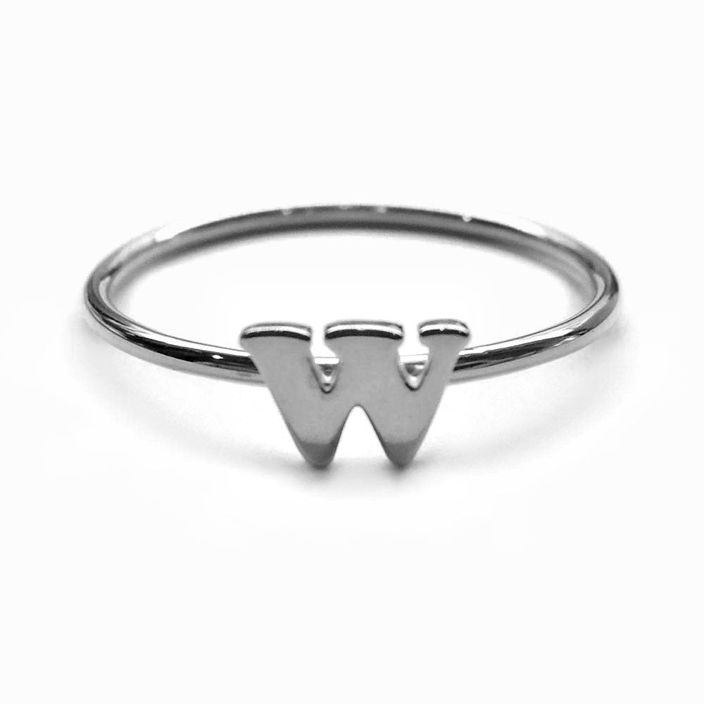 Alphabet Ring N - Z, & (Black Silver) - Chainless Brain