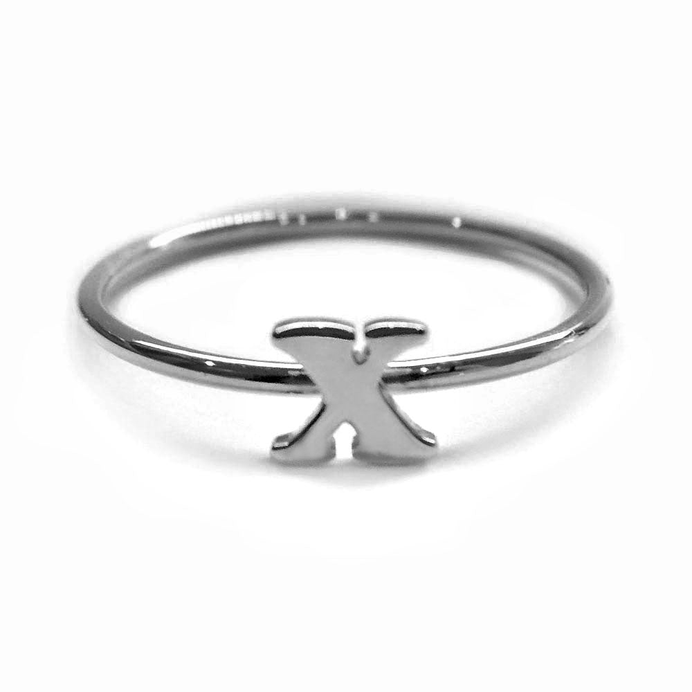 Alphabet Ring N - Z, & (Black Silver) - Chainless Brain