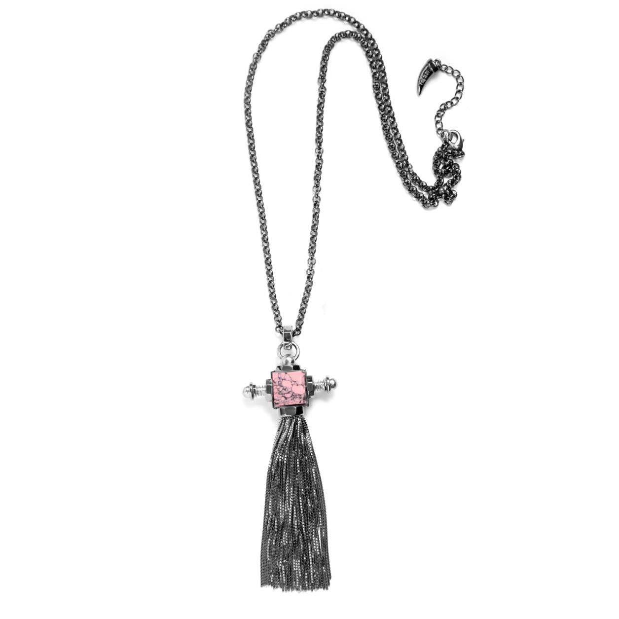 Pink Marble Cube Necklace - Chainless Brain