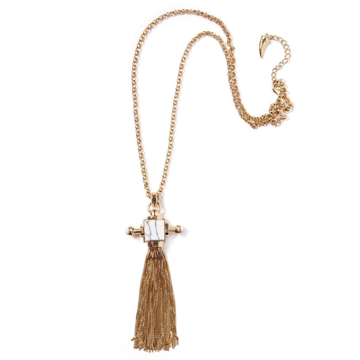 White Marble Cube Necklace - Chainless Brain