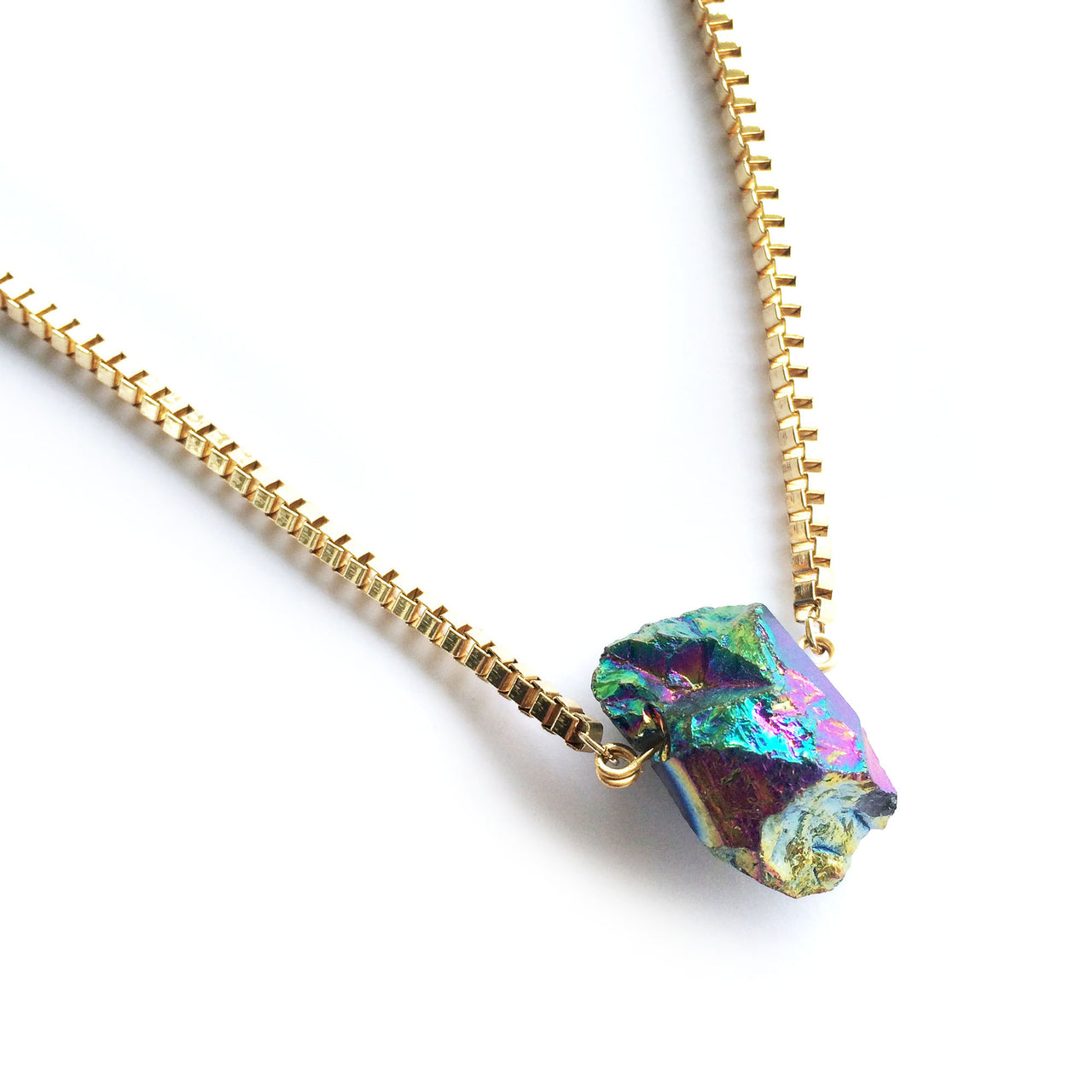 Aura Quartz Necklace (Gold) - Chainless Brain