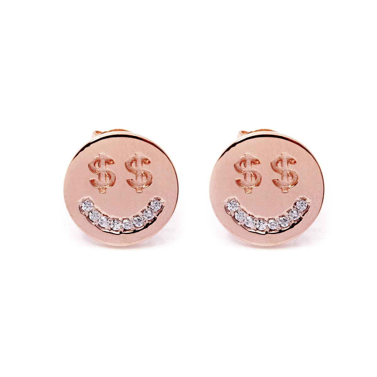 Money Face Earrings (Rose Gold) - Chainless Brain