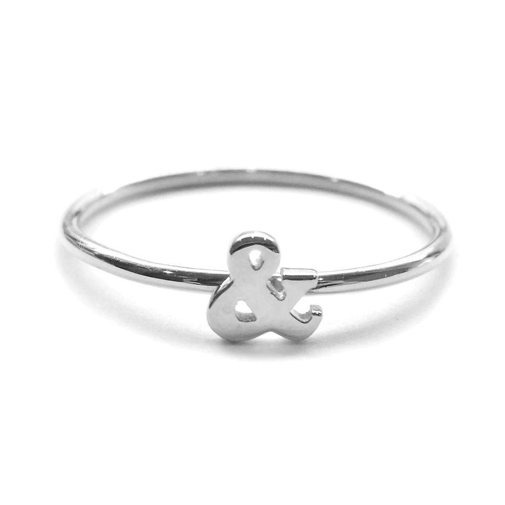 Alphabet Ring N - Z, & (Silver) - Chainless Brain