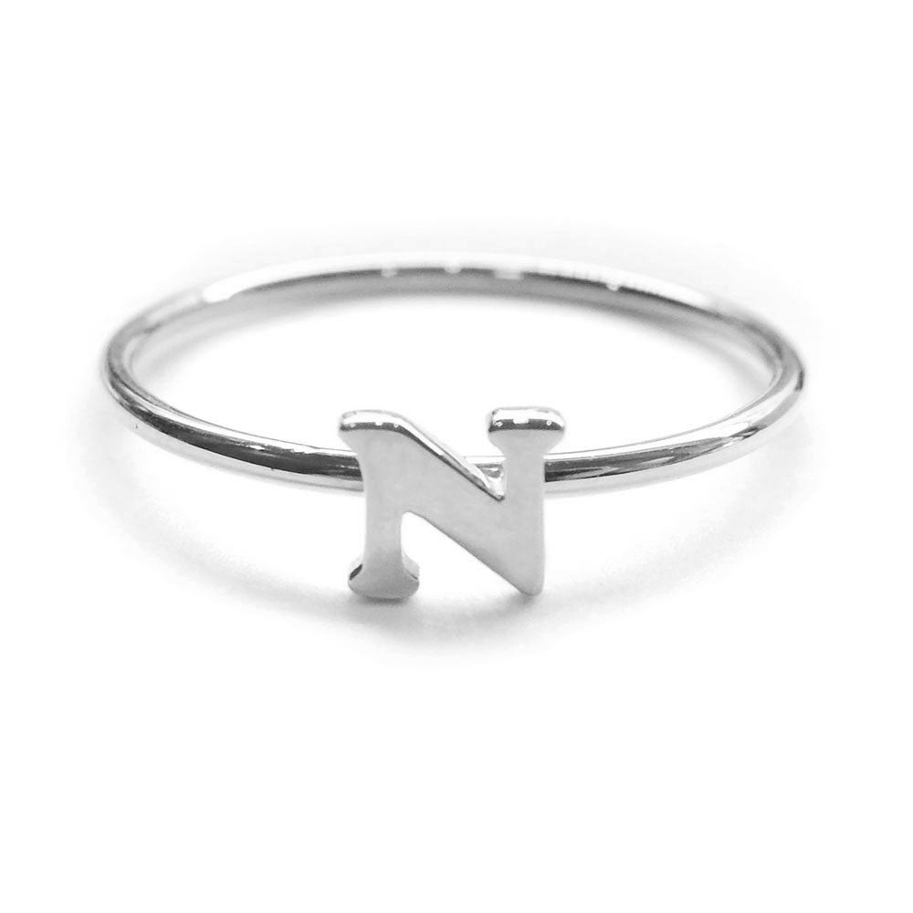 Alphabet Ring N - Z, & (Silver) - Chainless Brain