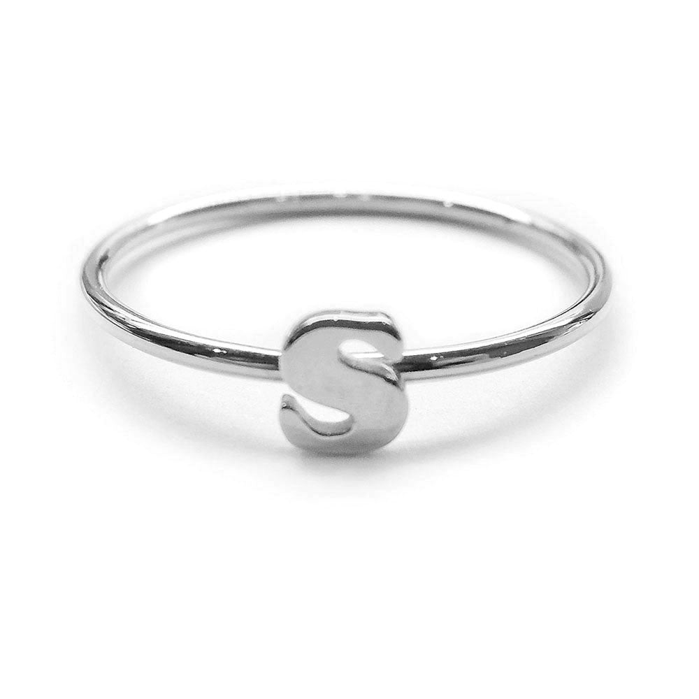 Alphabet Ring N - Z, & (Silver) - Chainless Brain