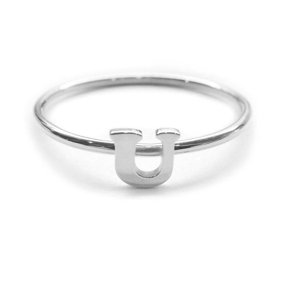 Alphabet Ring N - Z, & (Silver) - Chainless Brain