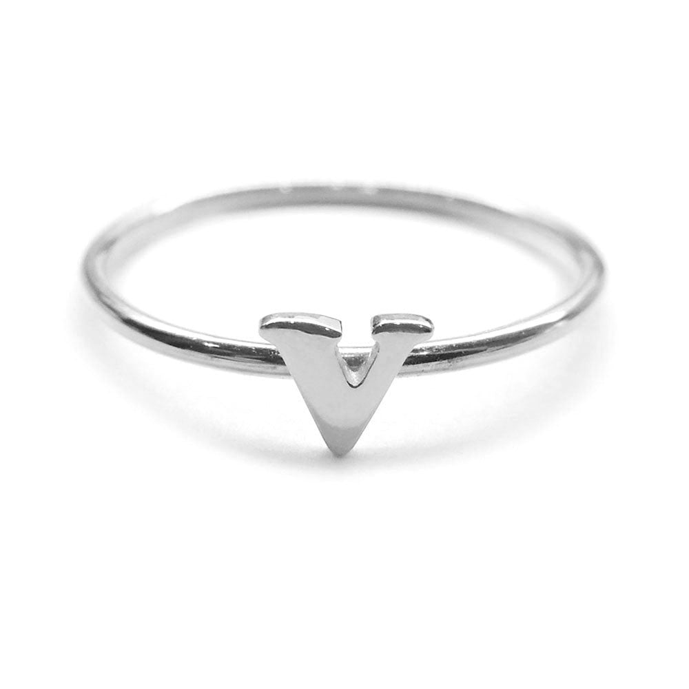 Alphabet Ring N - Z, & (Silver) - Chainless Brain