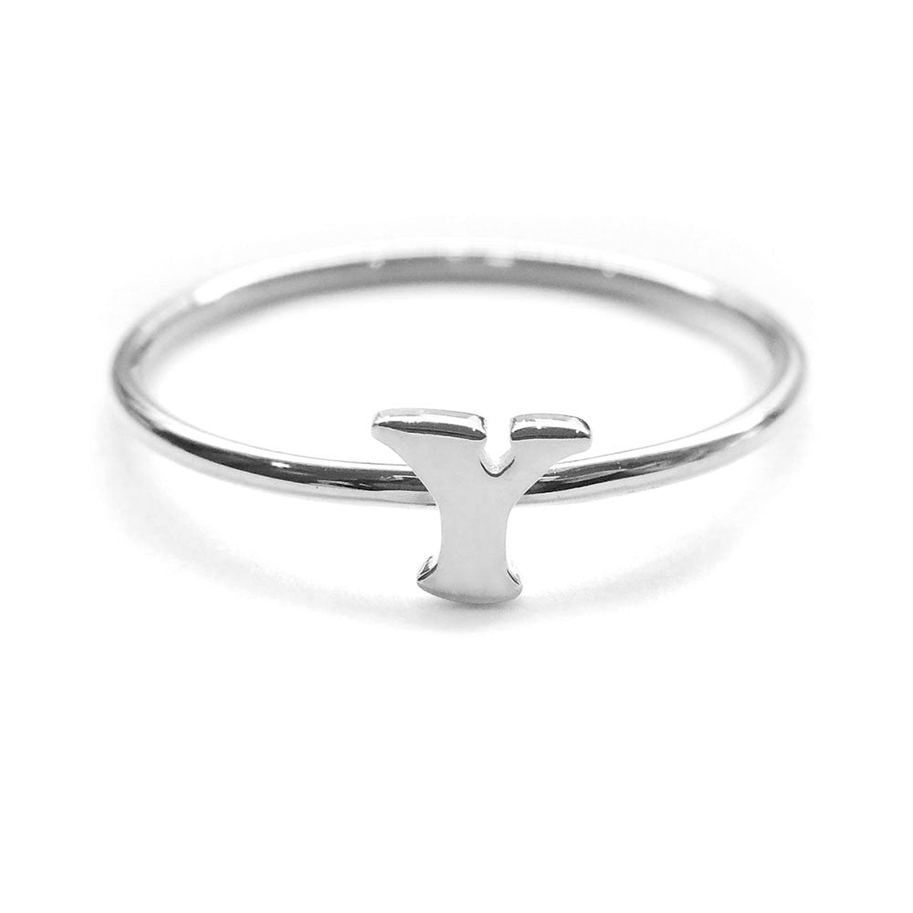 Alphabet Ring N - Z, & (Silver) - Chainless Brain