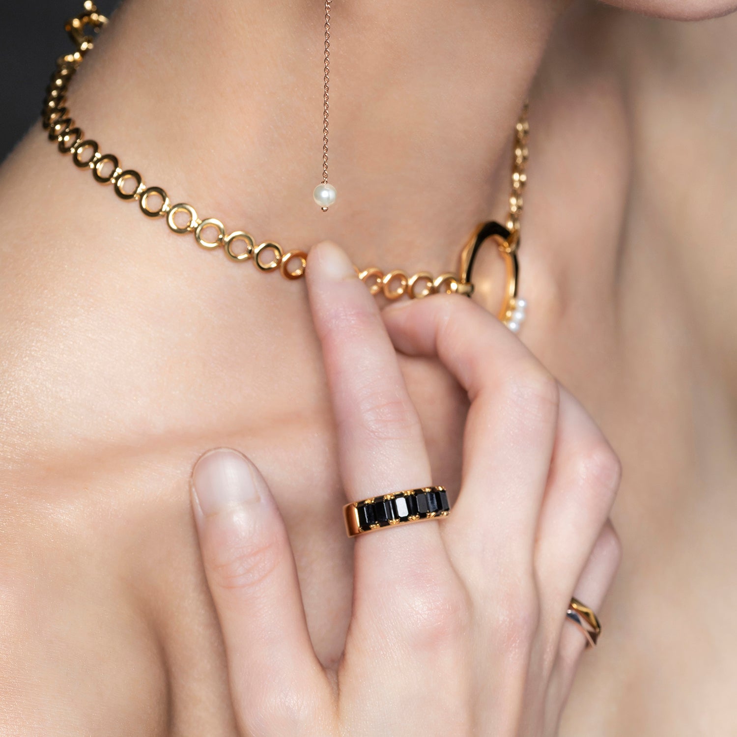 Black Octagon Fancy Ring (Yellow Gold) - Chainless Brain