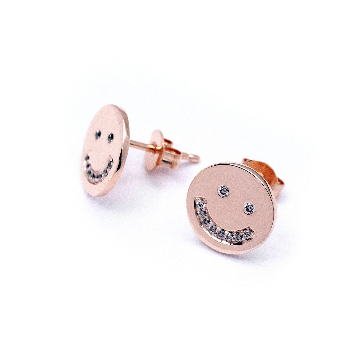 Smiling Face Earrings (Rose Gold) - Chainless Brain