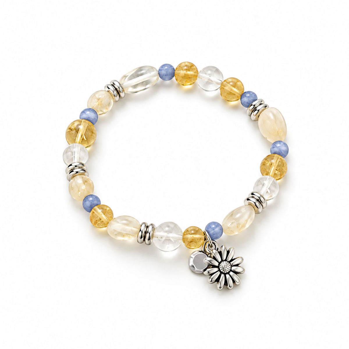 Citrine, Clear Quartz & Blue Aventurine Crystal Bracelet
