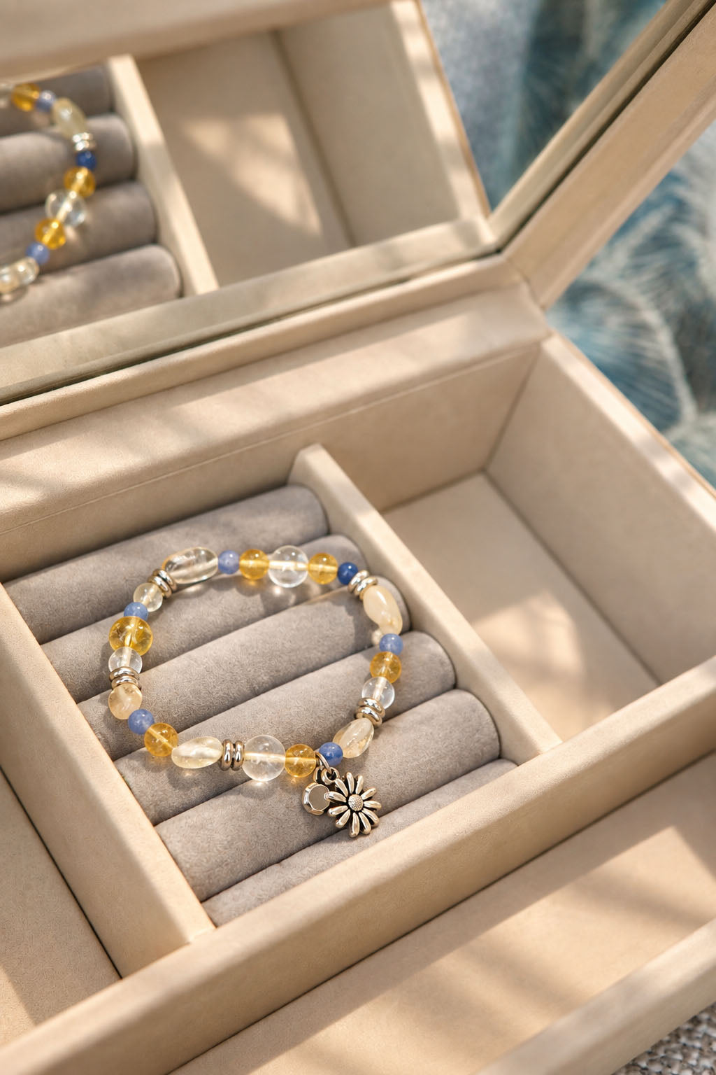 Citrine, Clear Quartz & Blue Aventurine Crystal Bracelet