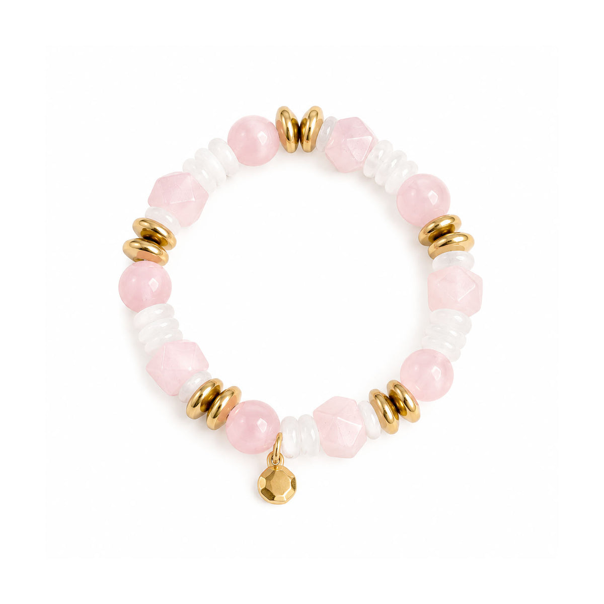 Rose Quartz & Clear Quartz Crystal Bracelet