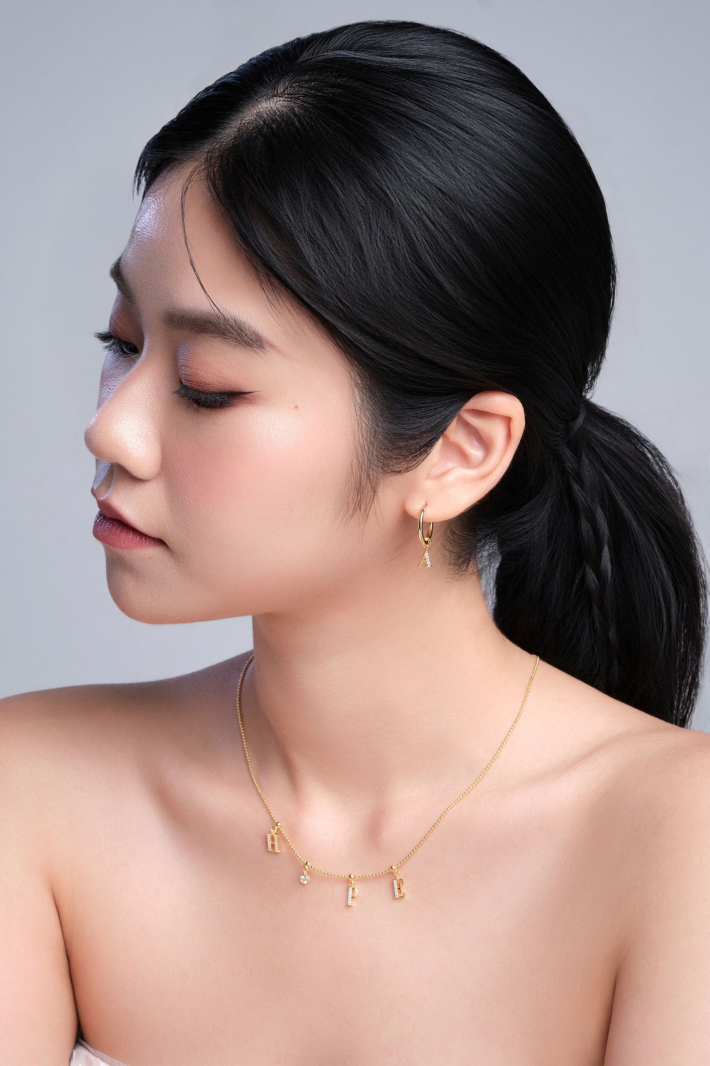 Crystal Alphabet Earring (Silver) - AELV.CO