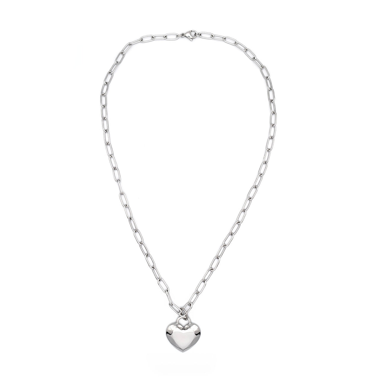 Silver Heart Facet Necklace