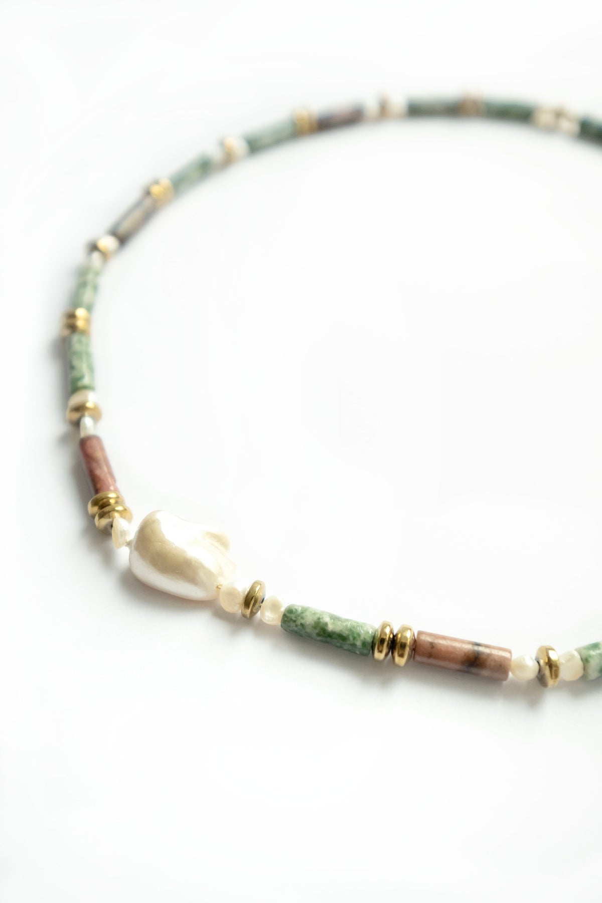 Green Spot Jasper Pearl Necklace - AELV.CO