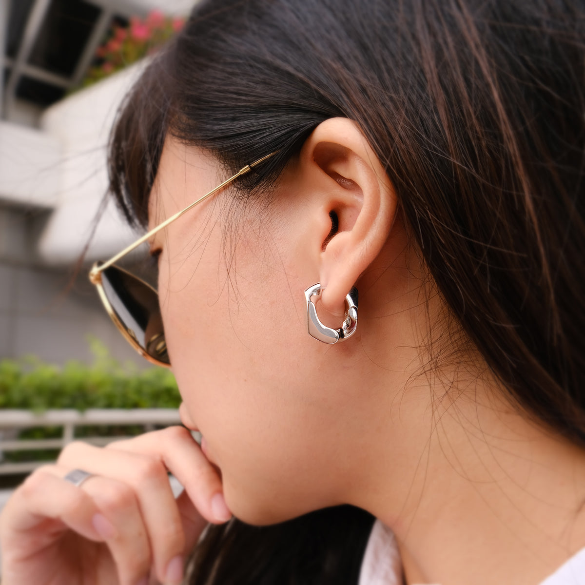 Edgy Cuban Silver Earrings - AELV.CO