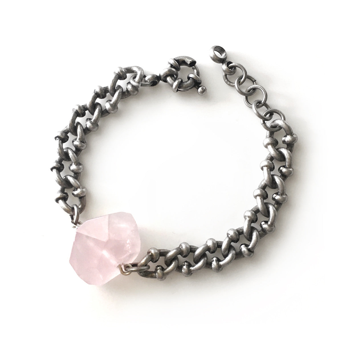 Rose Quartz Dark Silver Bracelet - Chainless Brain