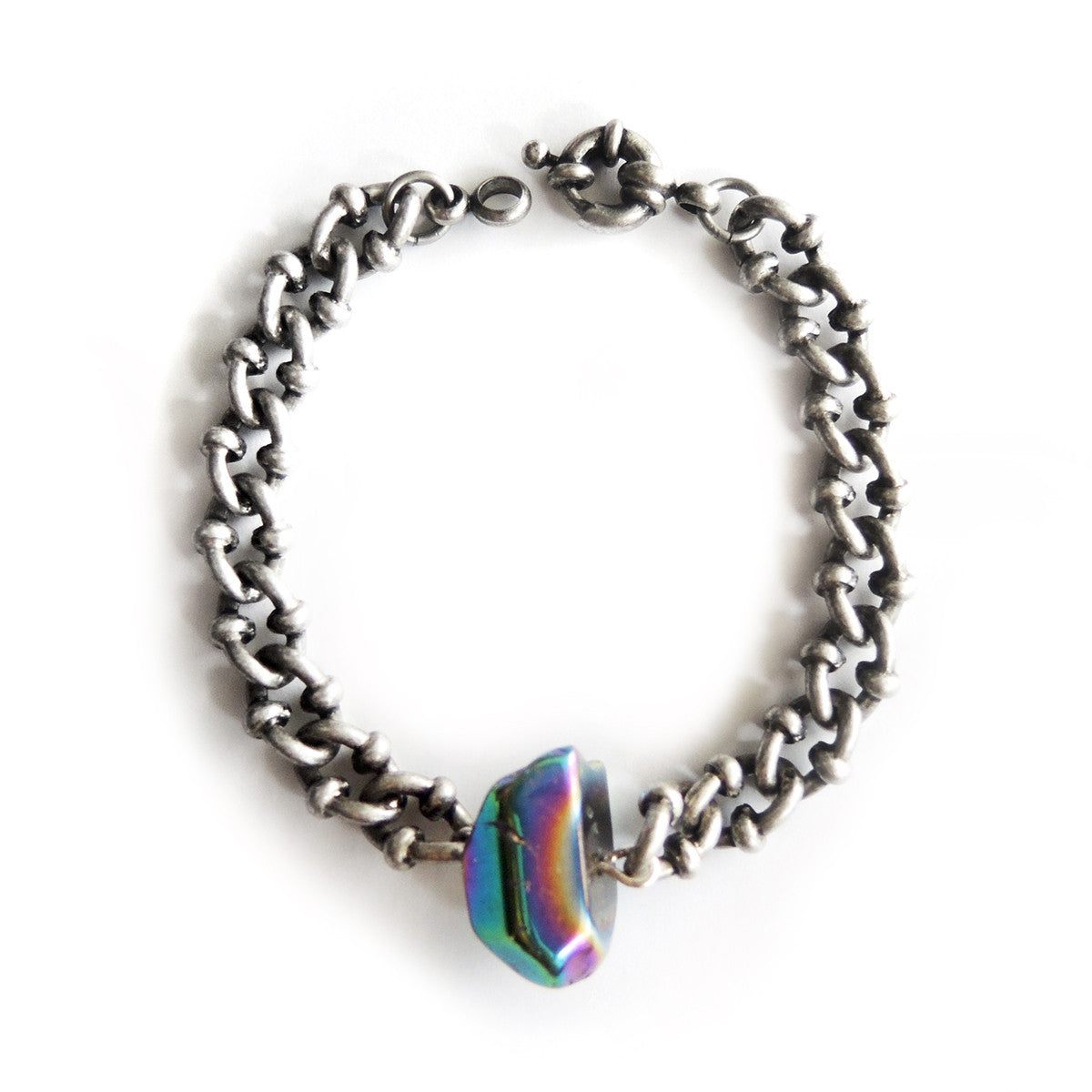 Titanium Aura Quartz Dark Silver Bracelet - Chainless Brain