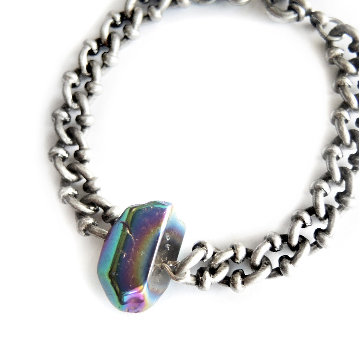 Titanium Aura Quartz Dark Silver Bracelet - Chainless Brain