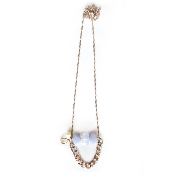 Blue Lace Agate Gold Necklace - Chainless Brain