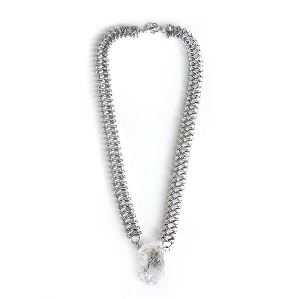 Chunky Herkimer Diamonds Necklace (Silver) - Chainless Brain