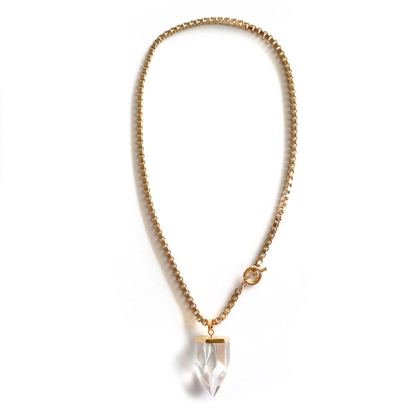 Clear Quartz Chunky Gold Necklace - Chainless Brain