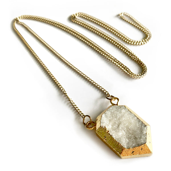 Clear Quartz Gold Necklace - Chainless Brain