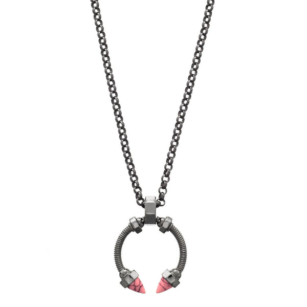 Pink Marble Bolts Necklace - Chainless Brain