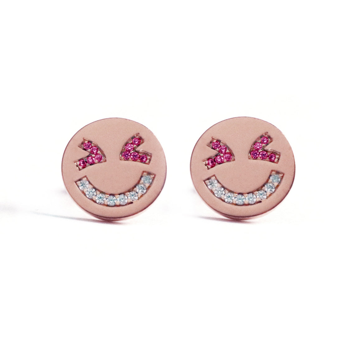 Laughing Face Earrings (Pink)