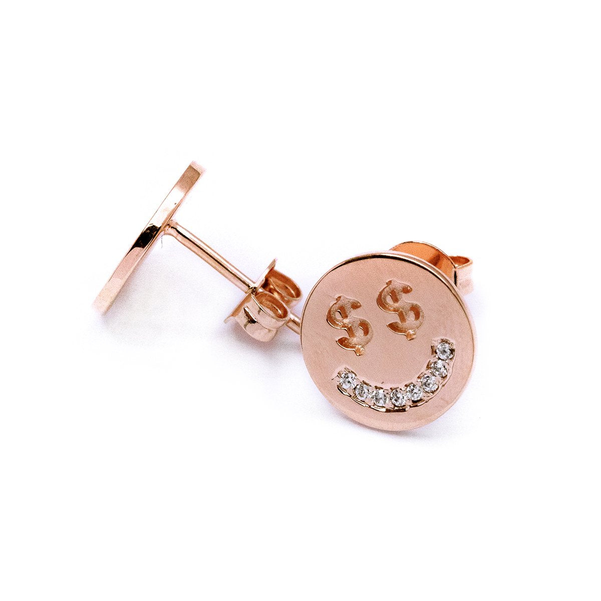 Money Face Earrings (Rose Gold) - Chainless Brain