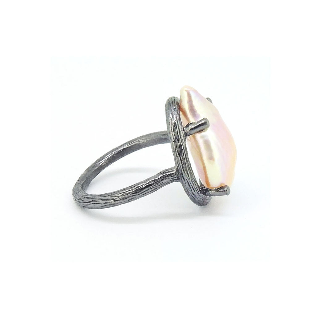 Pearl Ring (Black Silver) - Chainless Brain