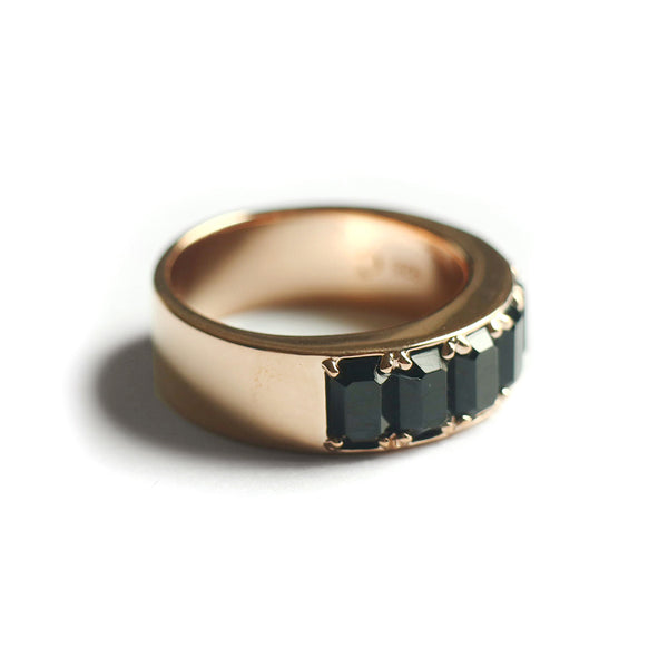 Black Octagon Fancy Ring (Rose Gold) - Chainless Brain